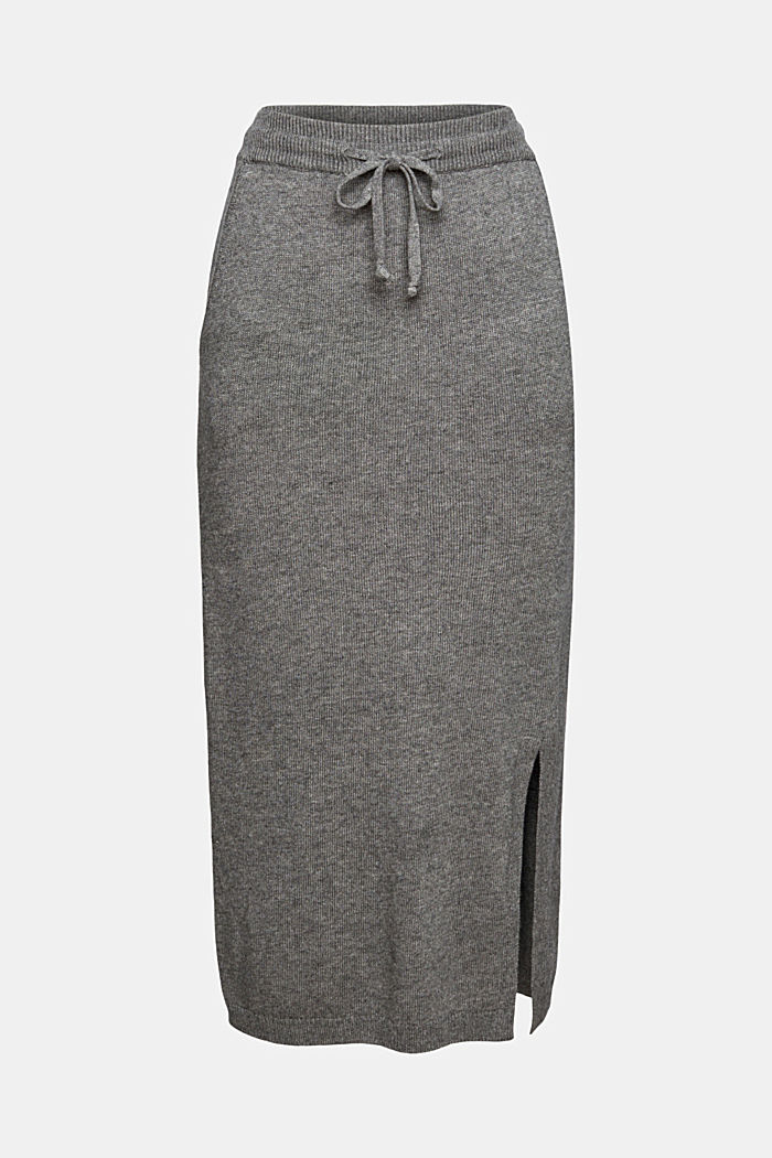 Wool/cashmere blend: knitted midi skirt