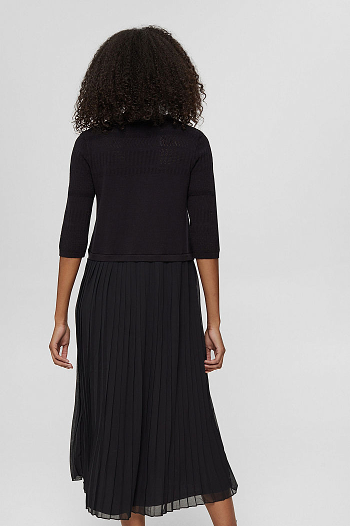 Gecombineerde midi-jurk, mix met biologisch katoen, BLACK, detail image number 2