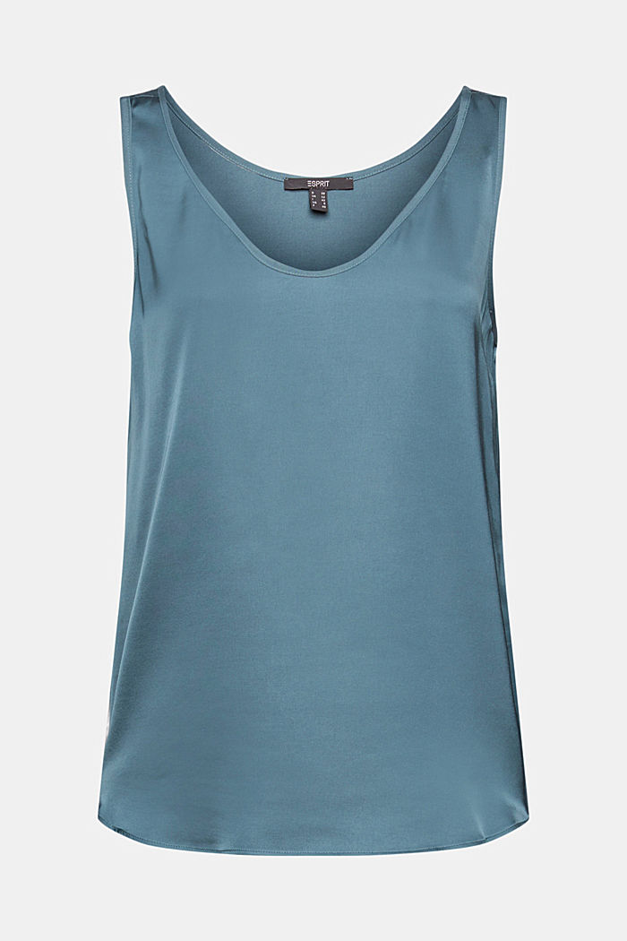 Top façon blouse satiné, LENZING™ ECOVERO™, PETROL BLUE, detail image number 6