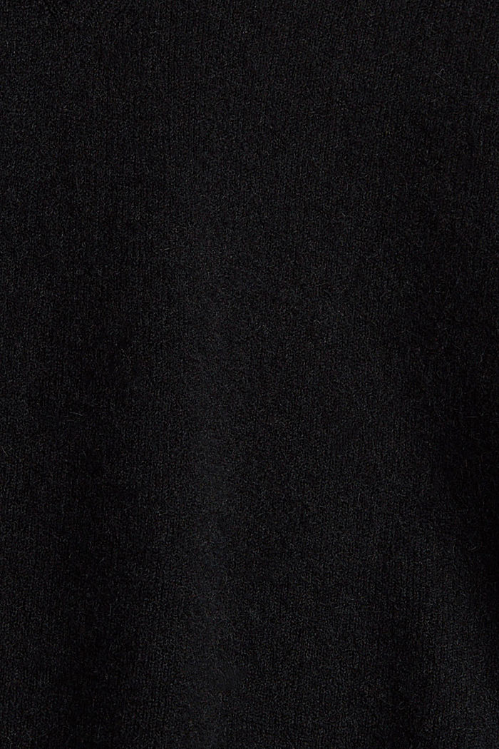 Sisältää laamanvillaa: neulepusero, jossa V-pääntie, BLACK, detail image number 4