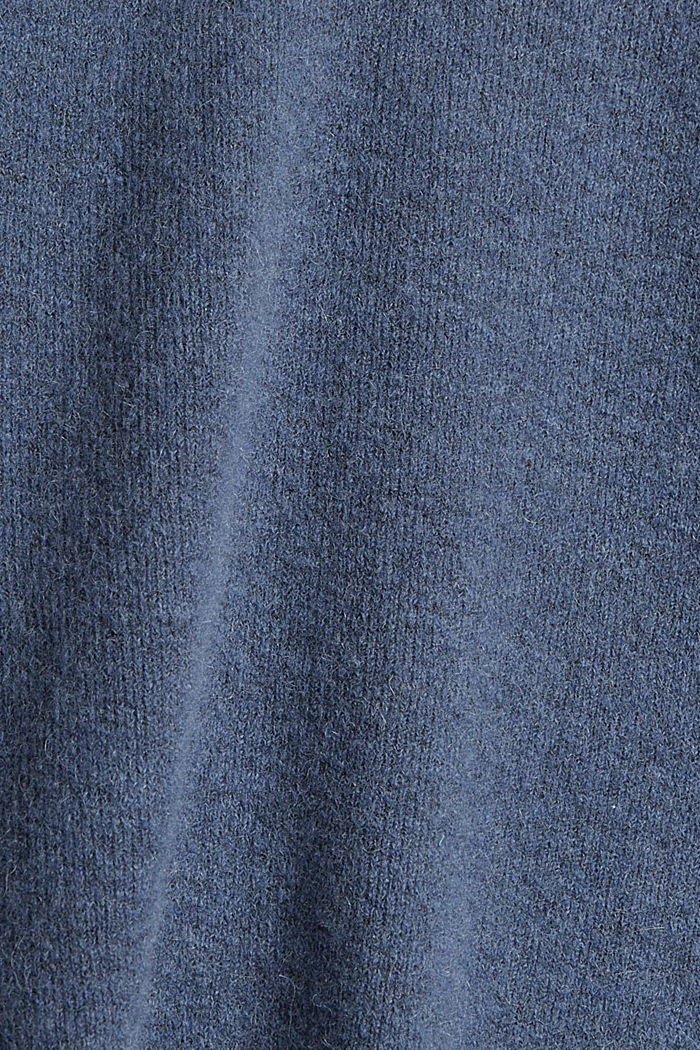 Met lamawol: trui met V-hals, PETROL BLUE, detail image number 4