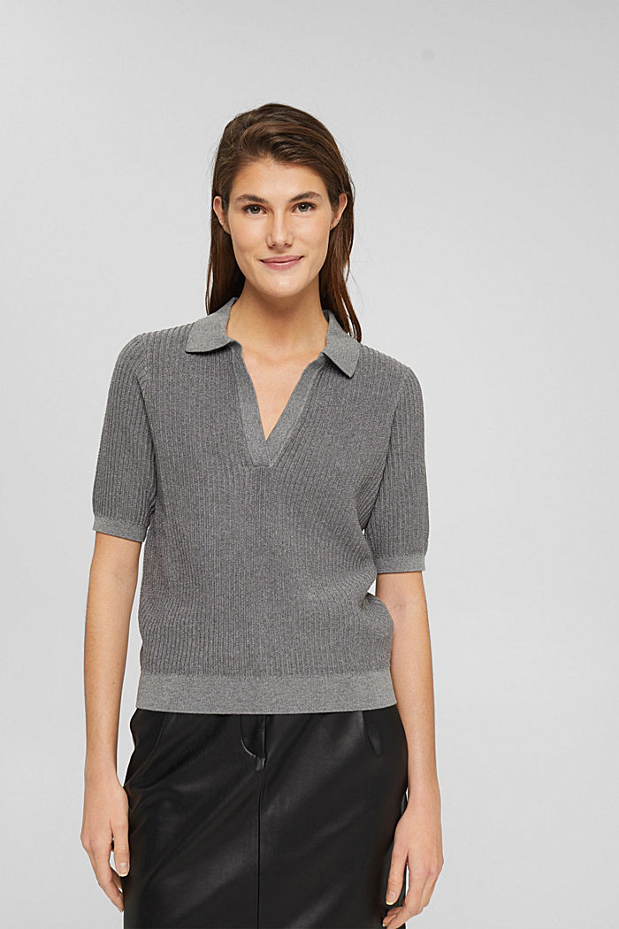 Kurzarm-Pullover mit Polokragen, Organic Cotton