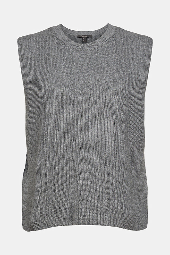 Rib knit sleeveless jumper in fabric blend containing cashmere