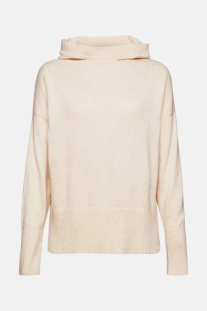 Blended cashmere jumper with a hood