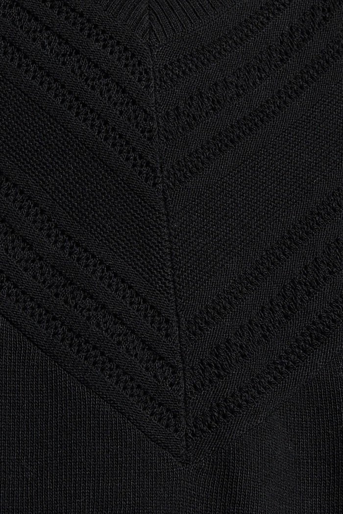 Met kasjmier: trui met opengewerkt motief, BLACK, detail image number 4