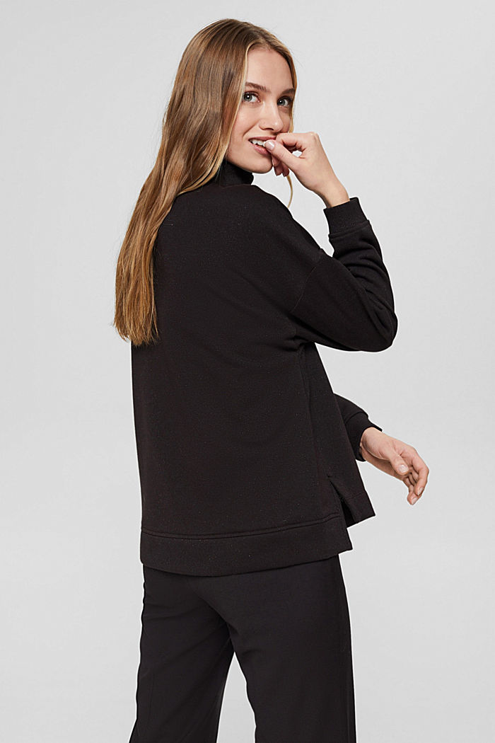 Sweat-shirt zippé brillant, BLACK, detail image number 3