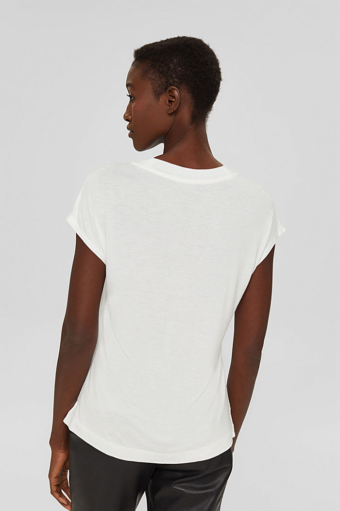 T-shirt met logoprint, LENZING™ ECOVERO™, OFF WHITE, detail image number 3