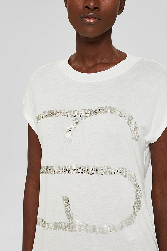 T-shirt met logoprint, LENZING™ ECOVERO™, OFF WHITE, detail image number 2
