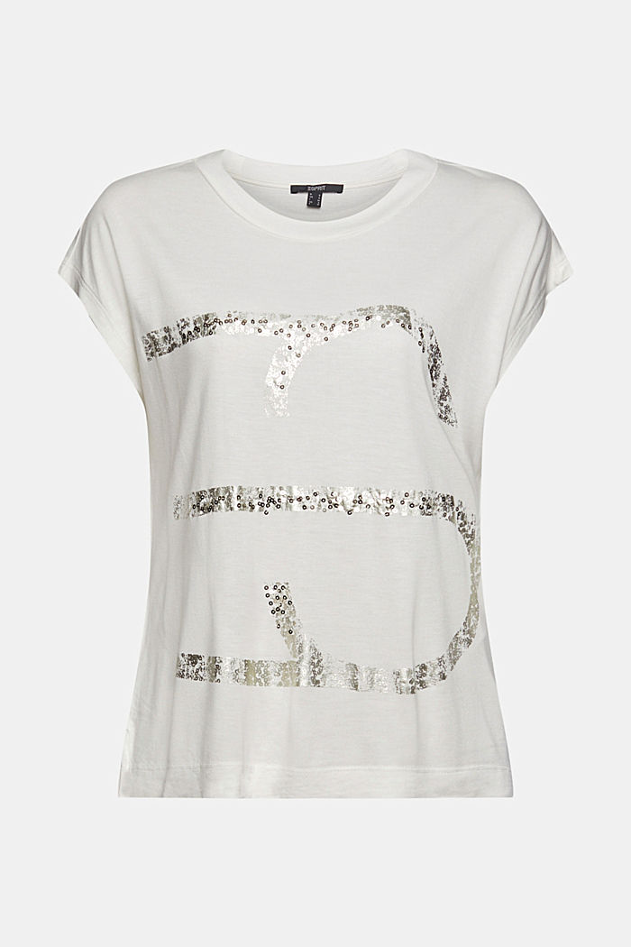 T-shirt met logoprint, LENZING™ ECOVERO™, OFF WHITE, detail image number 6