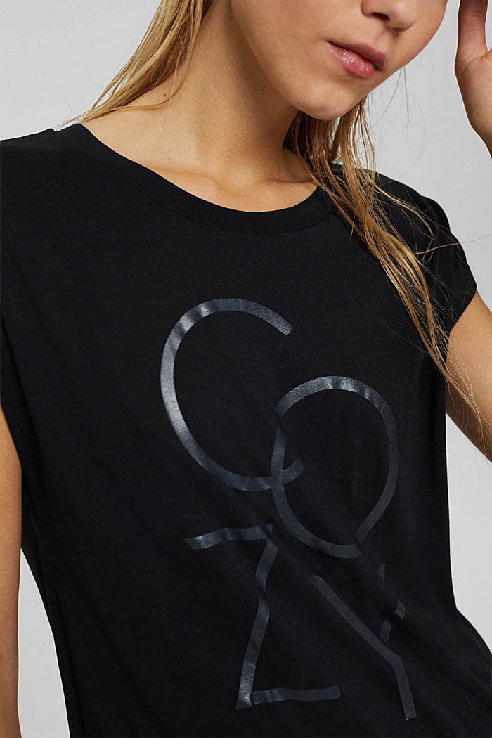 Shirt met print, van LENZING™ ECOVERO™, BLACK, detail image number 2