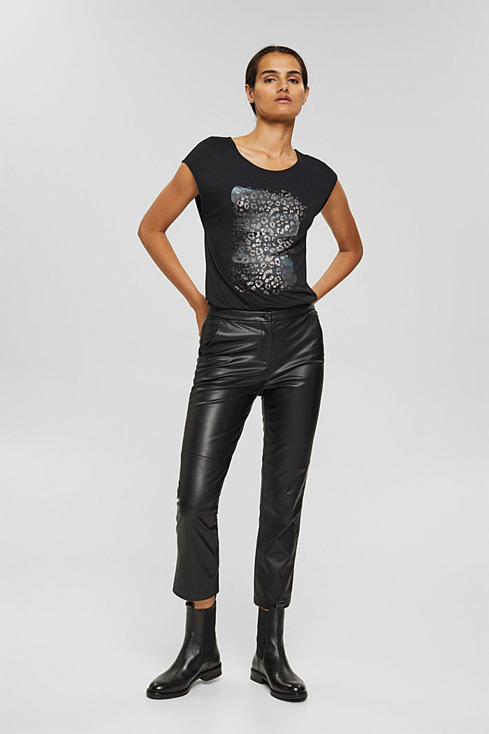 T-Shirt mit Print, LENZING™ ECOVERO™, BLACK, detail image number 5