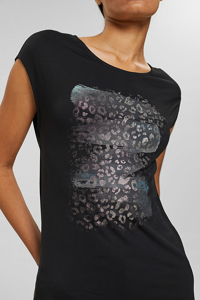 T-Shirt mit Print, LENZING™ ECOVERO™, BLACK, detail image number 2