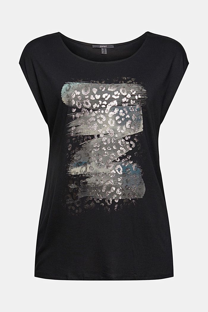 T-Shirt mit Print, LENZING™ ECOVERO™, BLACK, detail image number 6