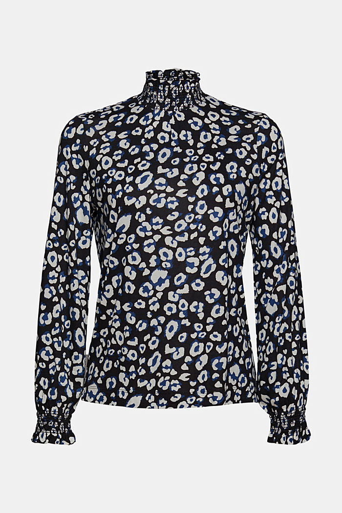 Leopardikuvioinen pitkähihainen paita, LENZING™ ECOVERO™, BLACK, overview