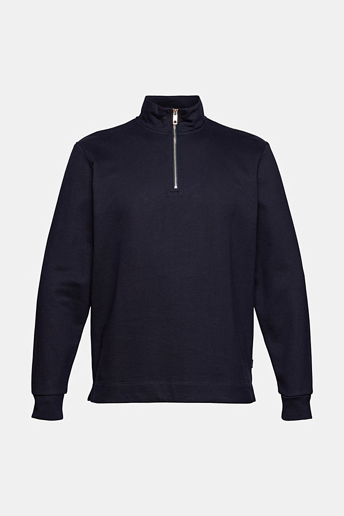 Sweat-shirt à col zippé, en coton, NAVY, detail image number 5