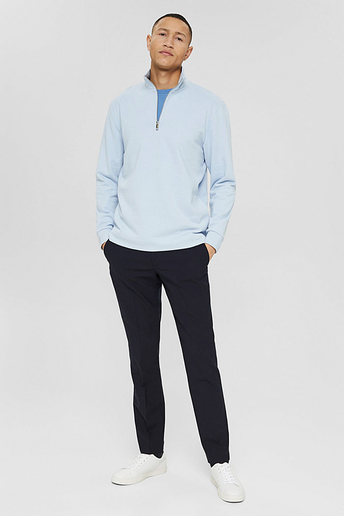 Sweat-shirt à col zippé, en coton, PASTEL BLUE, detail image number 8