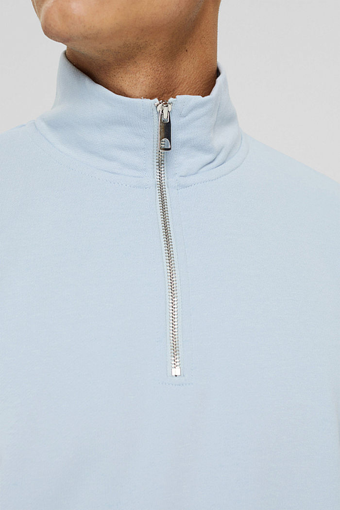 Sweat-shirt à col zippé, en coton, PASTEL BLUE, detail image number 2