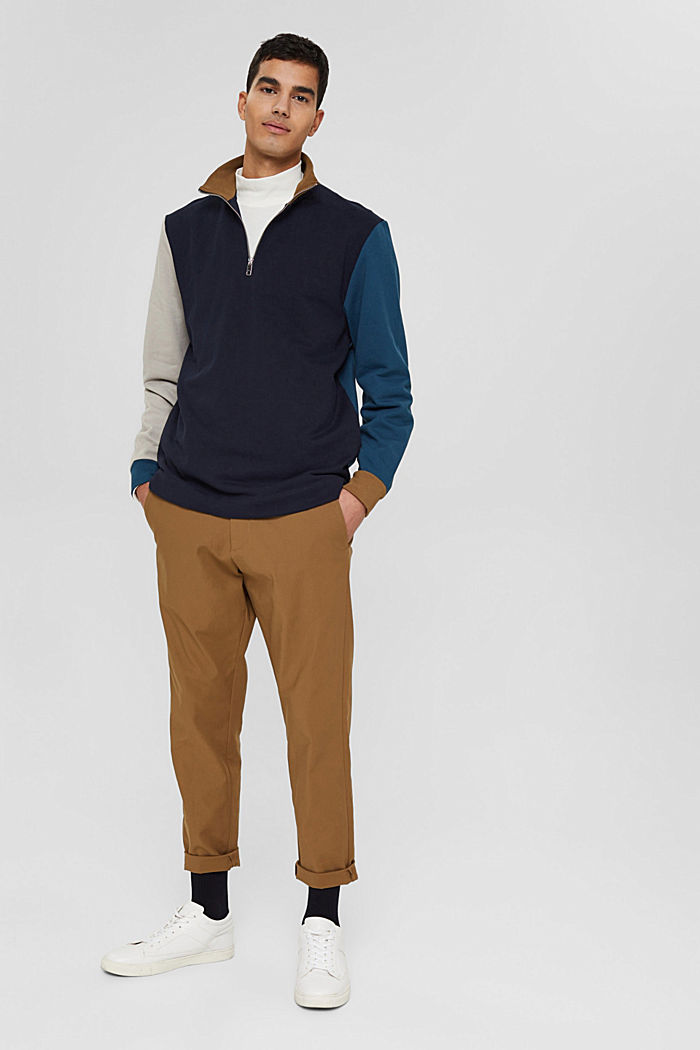 Colour block-sweatshirt met ritskraag, NAVY, detail image number 6