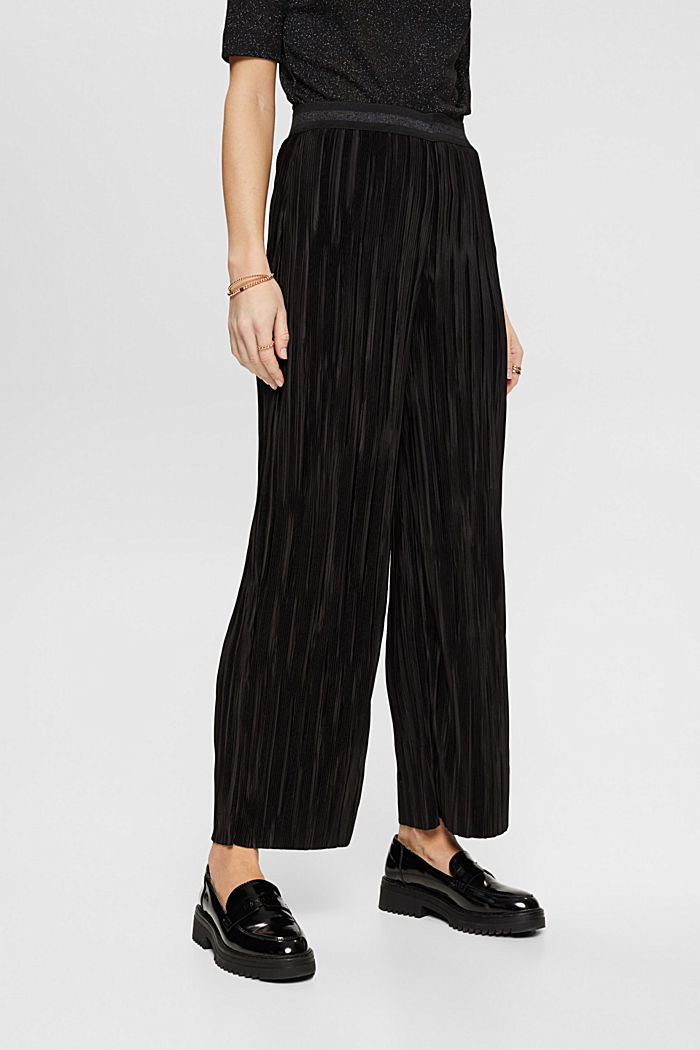Pleated wide leg trousers, BLACK, detail-asia image number 0