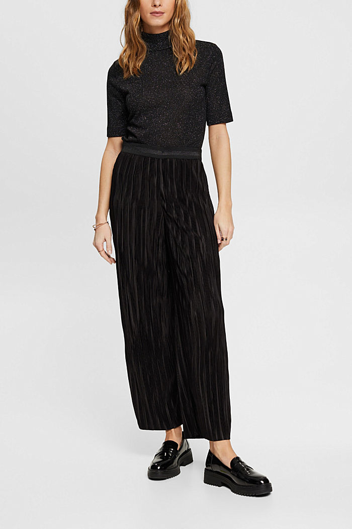 Pleated wide leg trousers, BLACK, detail-asia image number 1