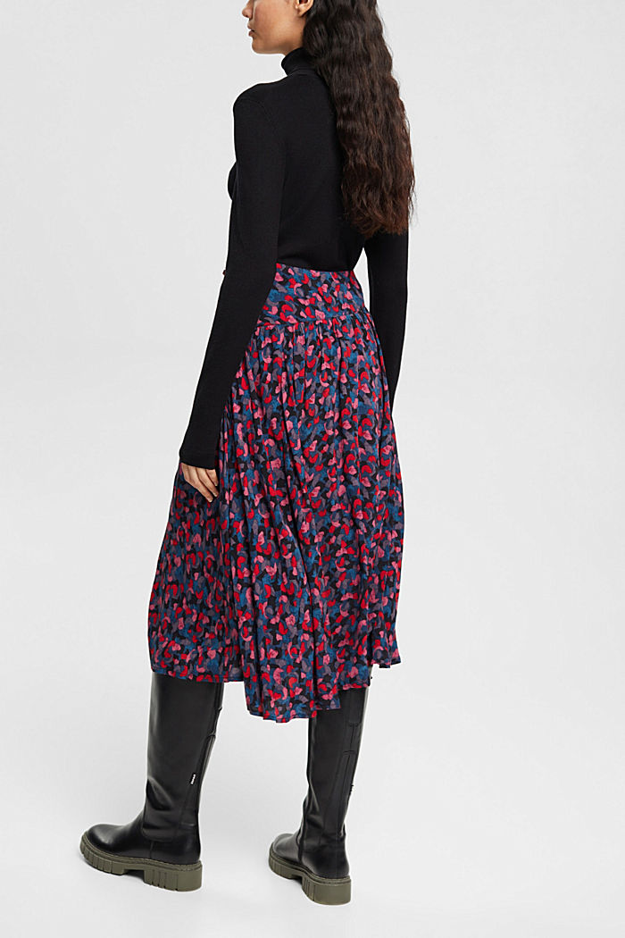 Printed midi-skirt with gathers, PINK, detail-asia image number 3