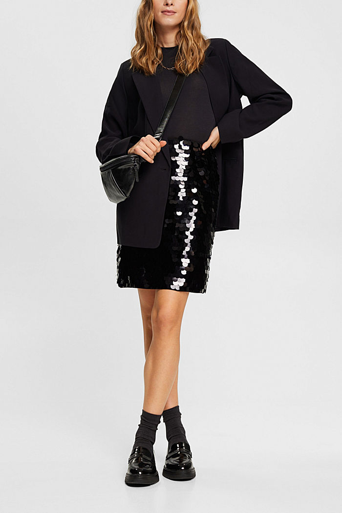 Big sequin mini skirt, BLACK, detail-asia image number 1