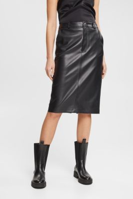 Shop the Latest in Women's Fashion Faux leather midi skirt | ESPRIT ...