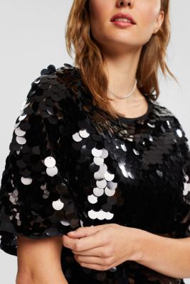 Big sequin mini dress, LENZING™ ECOVERO™, BLACK, detail-asia image number 2