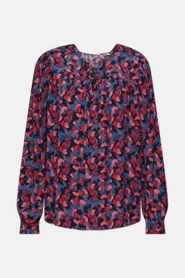 Patterned blouse with tie detail