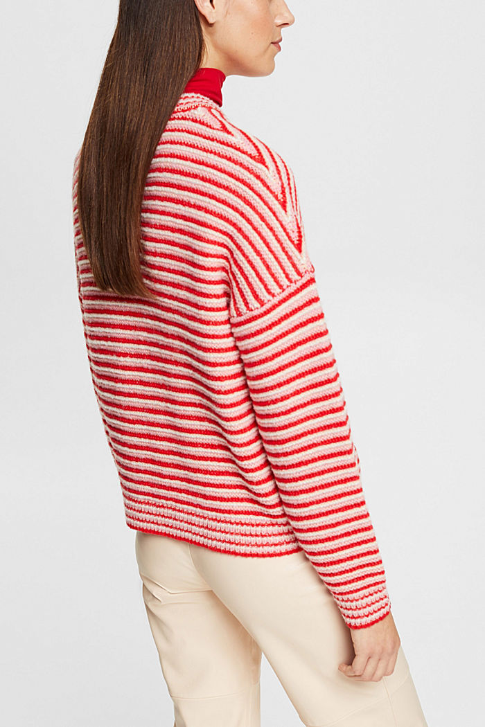 加厚針織條紋毛衣, 紅色, detail-asia image number 3