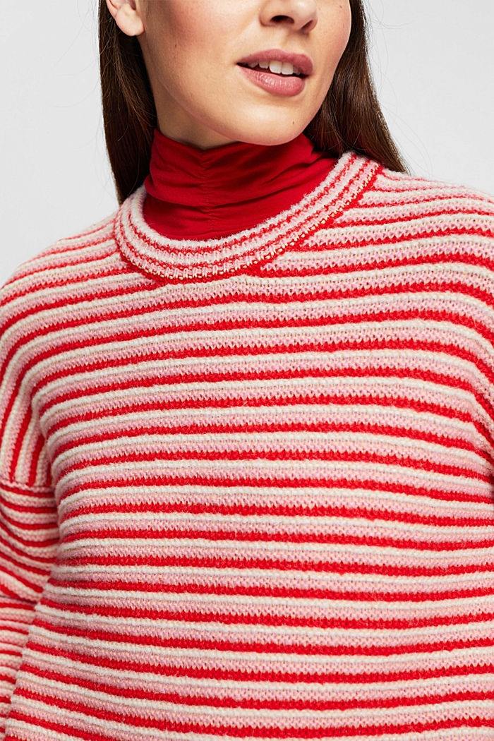 加厚針織條紋毛衣, 紅色, detail-asia image number 2