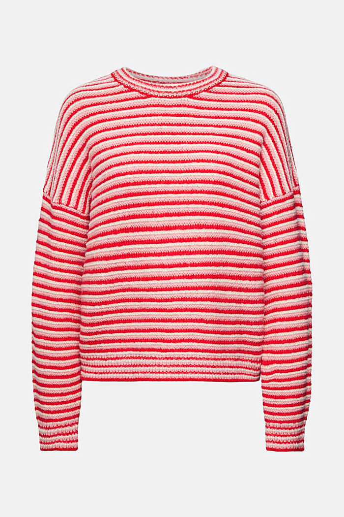 加厚針織條紋毛衣, 紅色, detail-asia image number 7