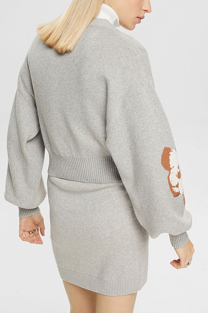 Cardigan with floral jacquard pattern, LIGHT GREY, detail-asia image number 3