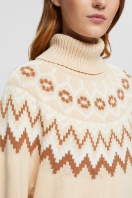 Turtleneck jumper with Fair Isle jacquard, SAND, detail-asia image number 4