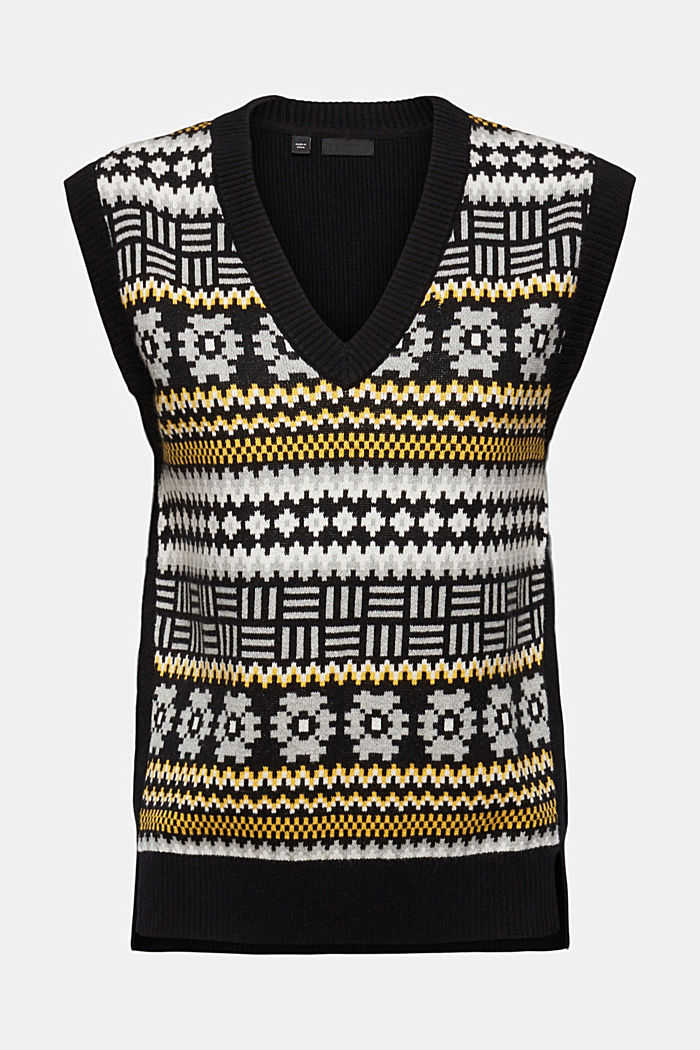 V-neck tank top with Fair Isle jacquard, BLACK, detail-asia image number 6