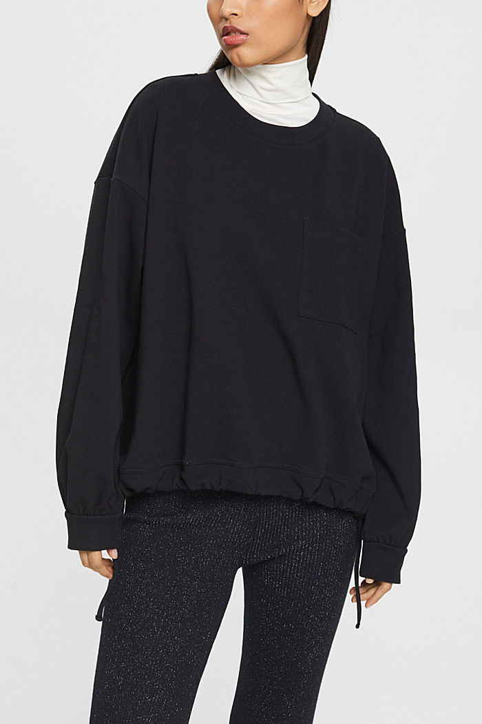 Sweatshirt with drawstring hem, BLACK, detail-asia image number 0
