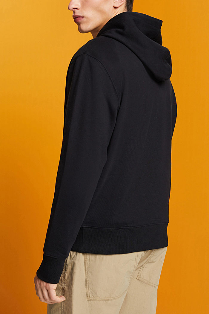 Hoodie with print, 100% cotton, BLACK, detail-asia image number 3