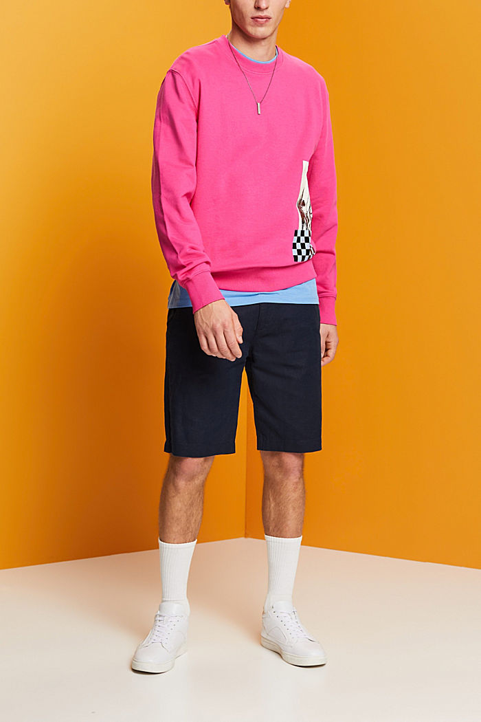 Crewneck sweatshirt with print, 100% cotton, PINK FUCHSIA, detail-asia image number 4