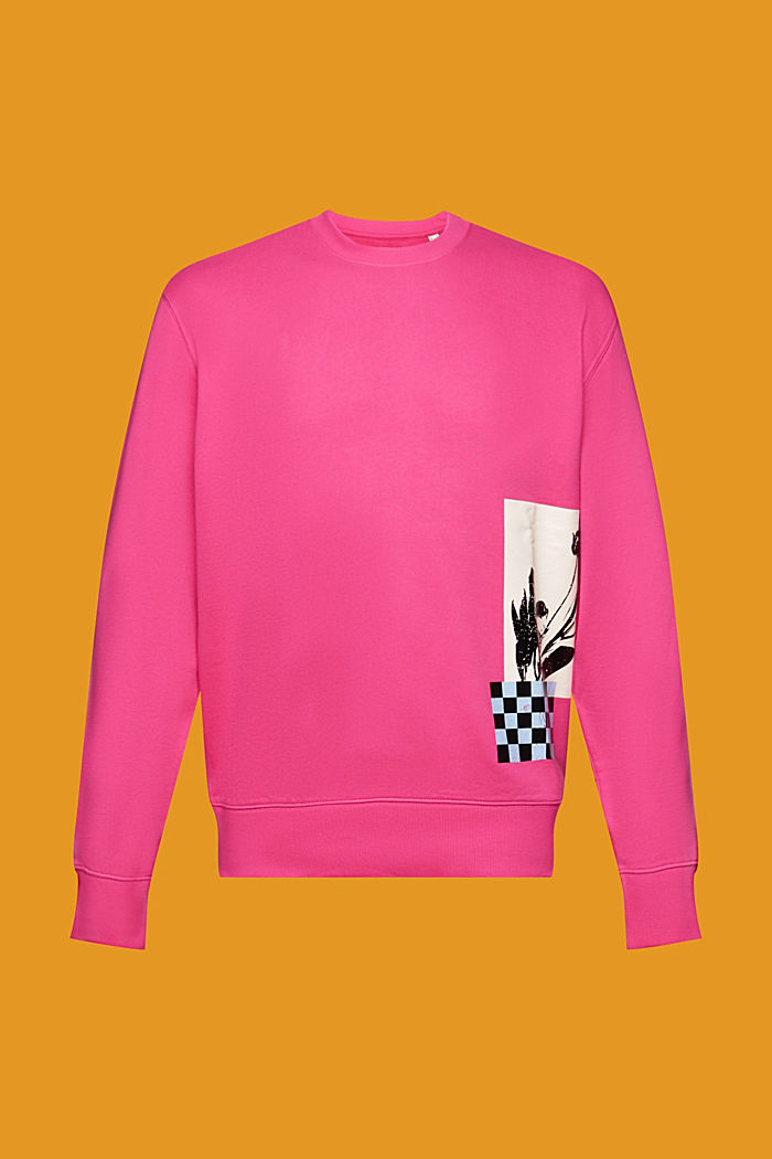 Crewneck sweatshirt with print, 100% cotton, PINK FUCHSIA, detail-asia image number 6