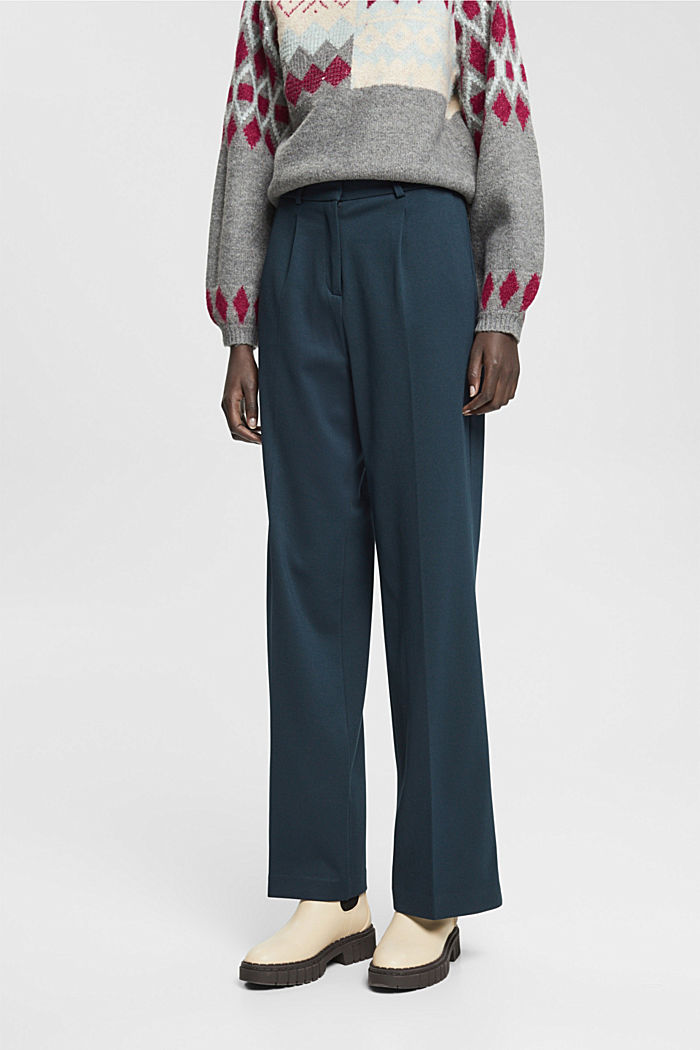 Wide leg trousers, PETROL BLUE, detail-asia image number 0