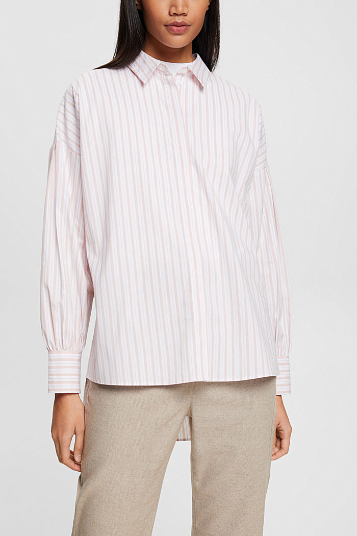Striped oversized high low blouse, WHITE, detail-asia image number 0
