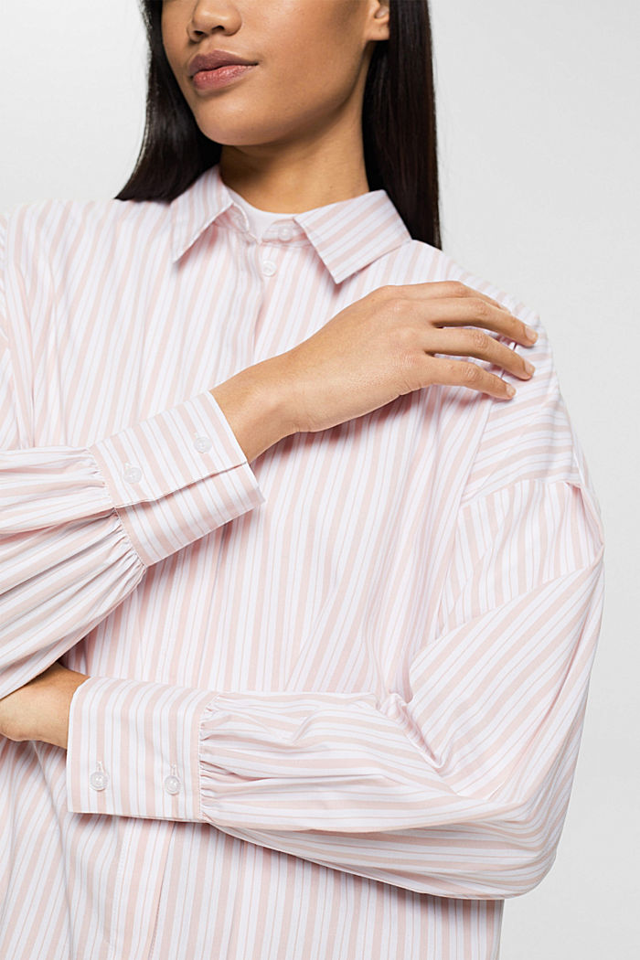 Striped oversized high low blouse, WHITE, detail-asia image number 2