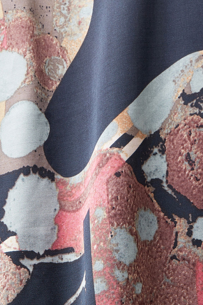 Patterned satin blouse, PETROL BLUE, detail-asia image number 5