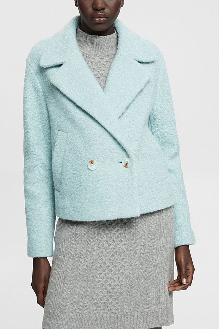 Faux wool woven jacket, LIGHT AQUA GREEN, detail-asia image number 0