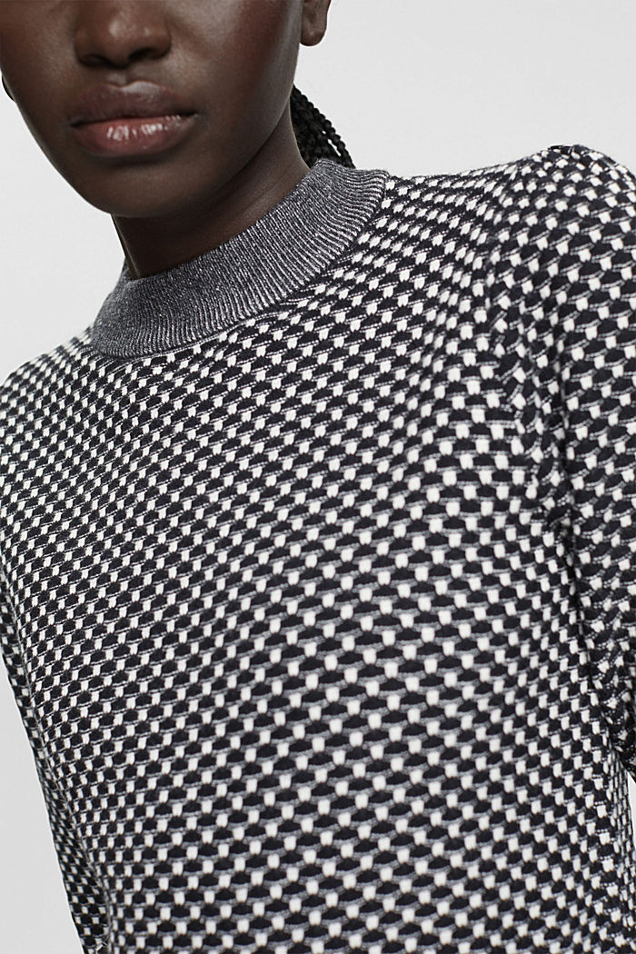雙色紋理針織套頭毛衣, 黑色, detail-asia image number 2