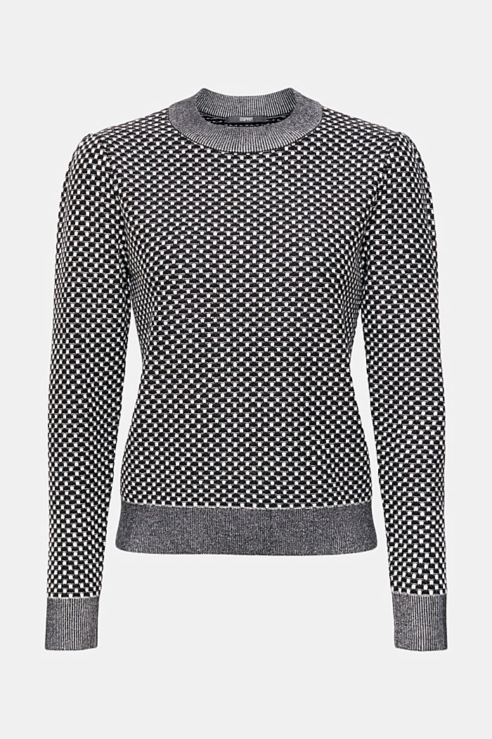 雙色紋理針織套頭毛衣, 黑色, detail-asia image number 6