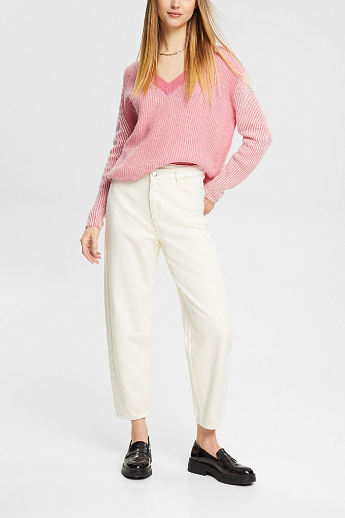 Two-tone jumper with alpaca, PINK, detail-asia image number 4