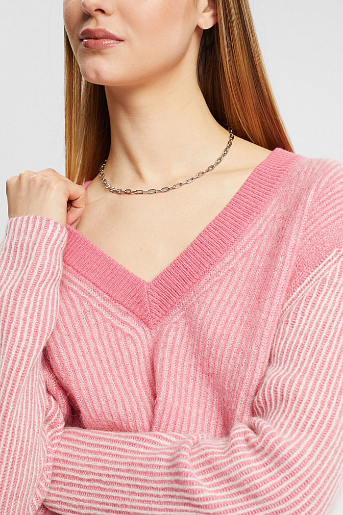 Two-tone jumper with alpaca, PINK, detail-asia image number 2