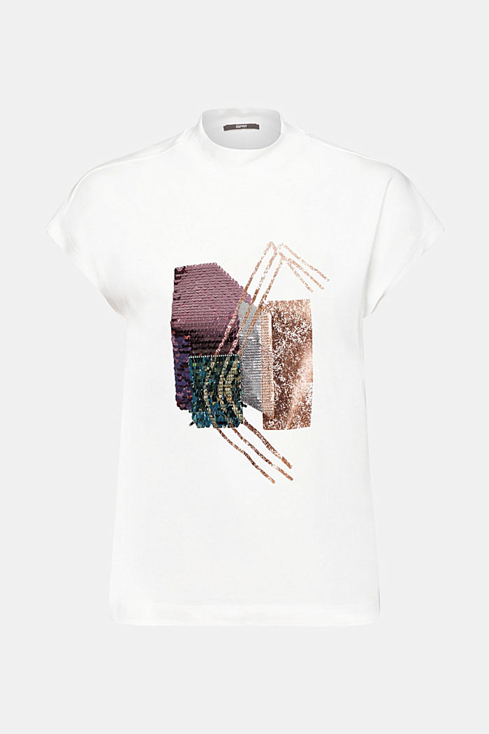 Sequin appliqué t-shirt, TENCEL™, OFF WHITE, detail-asia image number 5