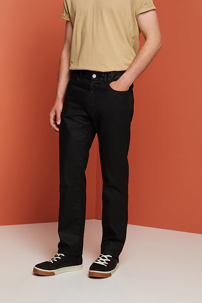 Coated straight fit jeans, BLACK RINSE, detail-asia image number 0